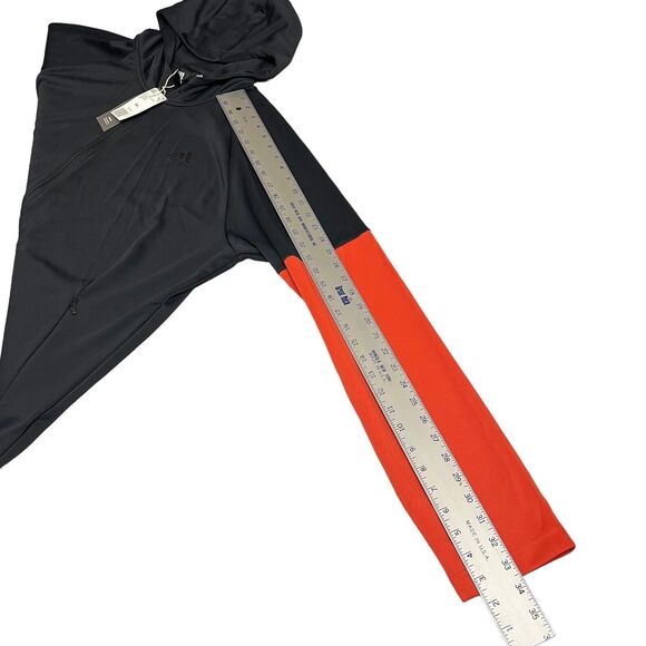 Adidas Hoodie Men 2XL Orange Full-Zip DH9071 Grey Activewear Running Outdoors - Picture 10 of 14